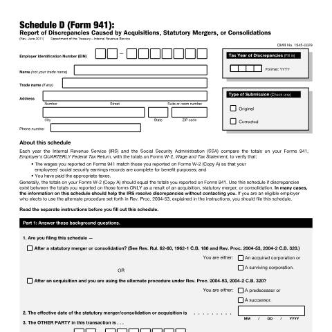 Document preview: IRS Form f941sd — IRS, United States (CERFA n°941SD)