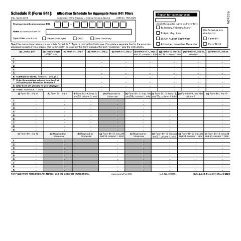 Document preview: IRS Form f941sr — IRS, United States (CERFA n°941SR)
