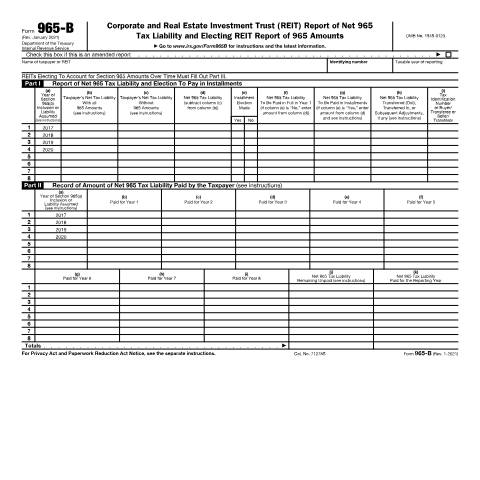 Document preview: IRS Form f965b — IRS, United States (CERFA n°965B)