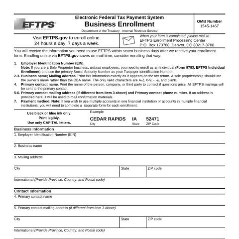 Document preview: IRS Form f9779 — IRS, United States (CERFA n°9779)