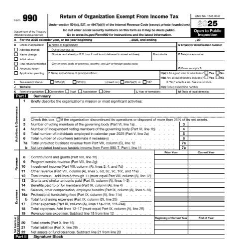 Document preview: IRS Form f990 — IRS, United States (CERFA n°990)