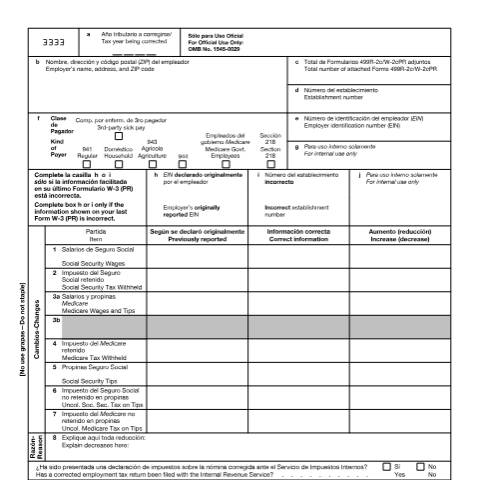 Document preview: IRS Form fw3cpr — IRS, United States (CERFA n°W3CPR)