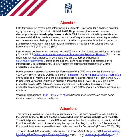 Document preview: IRS Form fw3pr — IRS, United States (CERFA n°W3PR)
