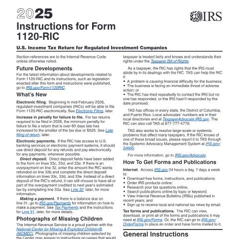 Document preview: IRS Instructions i1120ric — IRS, United States (CERFA n°INST-1120RIC)