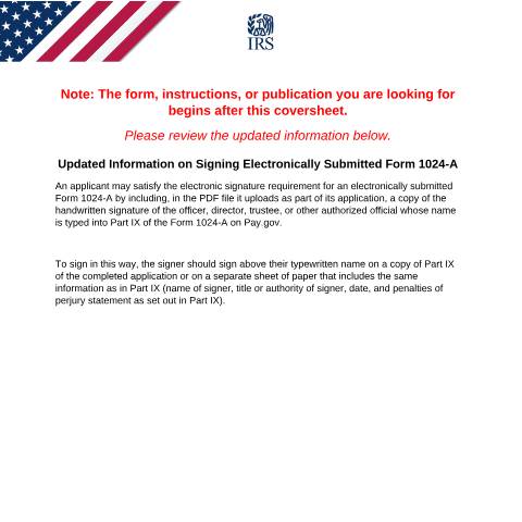 Document preview: IRS Instructions i1024a — IRS, United States (CERFA n°INST-1024A)