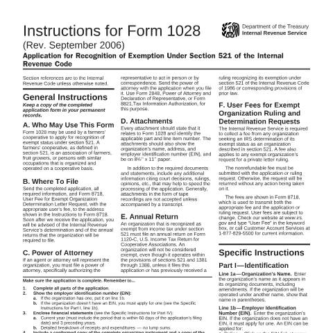 Document preview: IRS Instructions i1028 — IRS, United States (CERFA n°INST-1028)