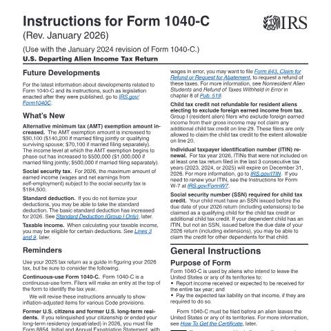 Document preview: IRS Instructions i1040c — IRS, United States (CERFA n°INST-1040C)