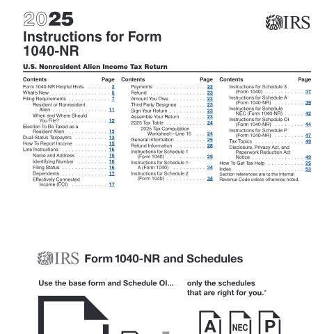 Document preview: IRS Instructions i1040nr — IRS, United States (CERFA n°INST-1040NR)
