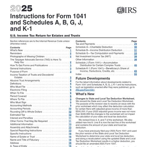 Document preview: IRS Instructions i1041 — IRS, United States (CERFA n°INST-1041)