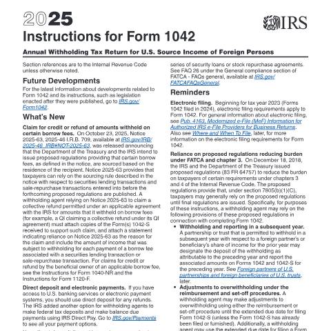Document preview: IRS Instructions i1042 — IRS, United States (CERFA n°INST-1042)