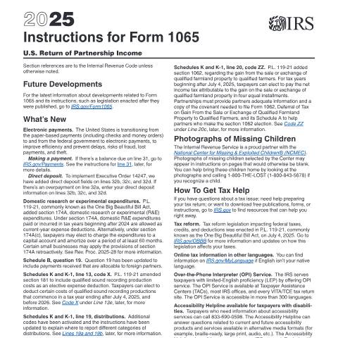 Document preview: IRS Instructions i1065 — IRS, United States (CERFA n°INST-1065)