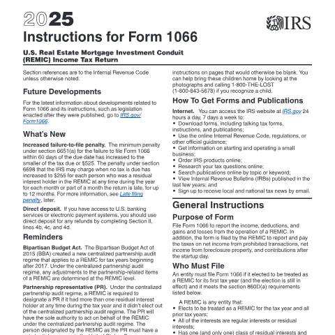 Document preview: IRS Instructions i1066 — IRS, United States (CERFA n°INST-1066)