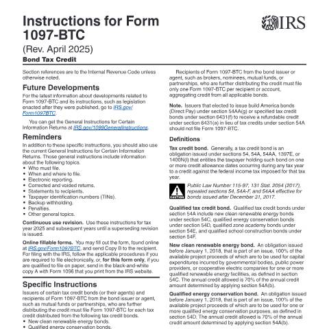 Document preview: IRS Instructions i1097btc — IRS, United States (CERFA n°INST-1097BTC)