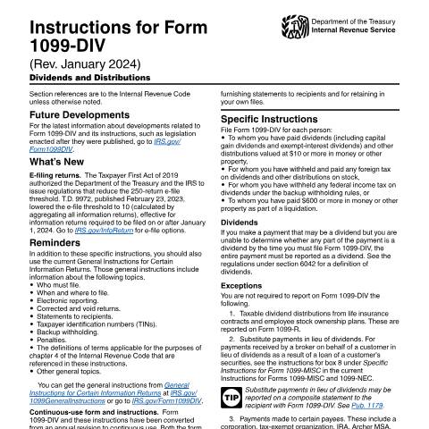 Document preview: IRS Instructions i1099div — IRS, United States (CERFA n°INST-1099DIV)