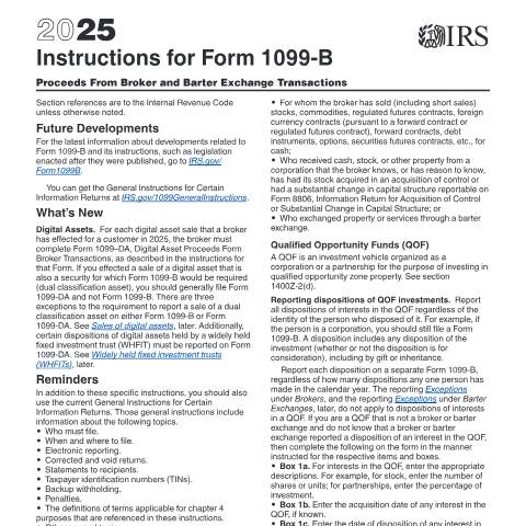 Document preview: IRS Instructions i1099b--2025 — IRS, United States (CERFA n°INST-1099B--2025)
