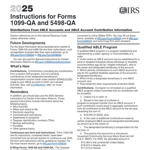 Document preview: IRS Instructions i1099qa — IRS, United States (CERFA n°INST-1099QA)