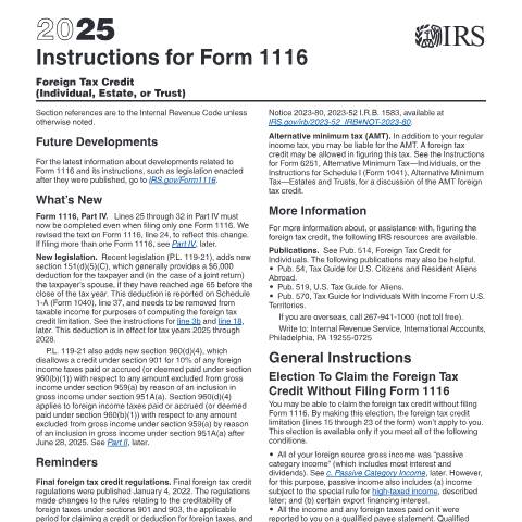 Document preview: IRS Instructions i1116 — IRS, United States (CERFA n°INST-1116)