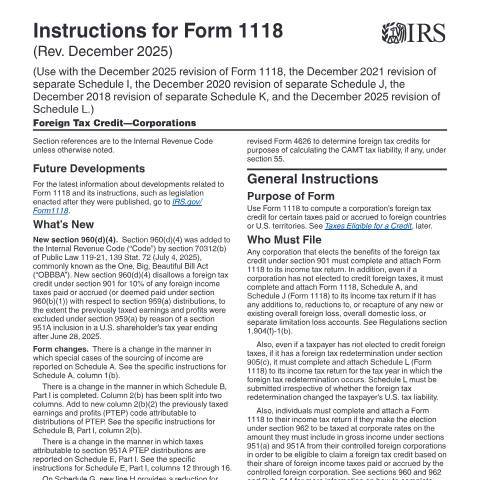 Document preview: IRS Instructions i1118 — IRS, United States (CERFA n°INST-1118)