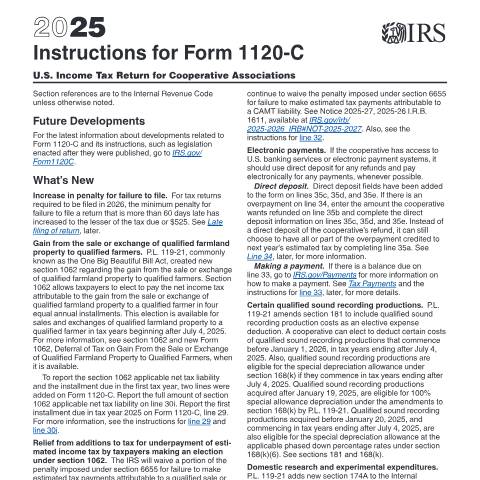 Document preview: IRS Instructions i1120c — IRS, United States (CERFA n°INST-1120C)
