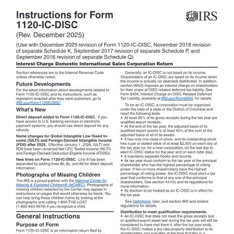 Document preview: IRS Instructions i1120icd — IRS, United States (CERFA n°INST-1120ICD)