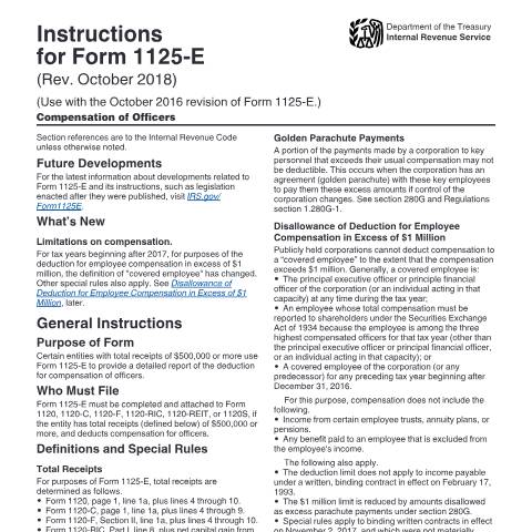 Document preview: IRS Instructions i1125e — IRS, United States (CERFA n°INST-1125E)