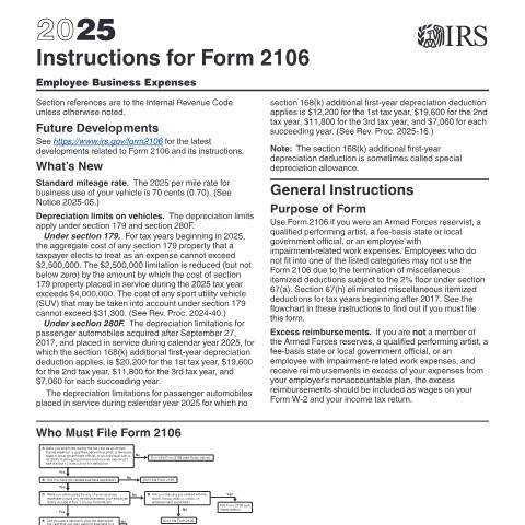 Document preview: IRS Instructions i2106 — IRS, United States (CERFA n°INST-2106)