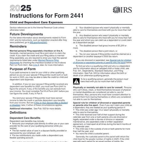 Document preview: IRS Instructions i2441 — IRS, United States (CERFA n°INST-2441)