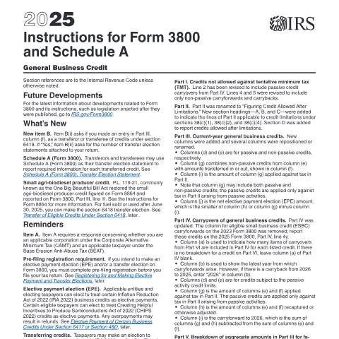 Document preview: IRS Instructions i3800 — IRS, United States (CERFA n°INST-3800)
