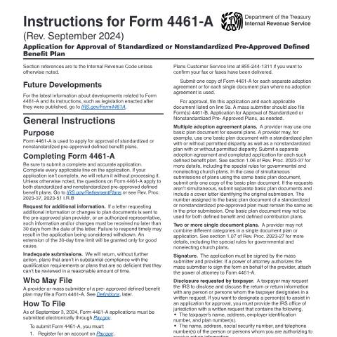 Document preview: IRS Instructions i4461a — IRS, United States (CERFA n°INST-4461A)