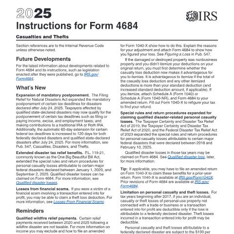 Document preview: IRS Instructions i4684 — IRS, United States (CERFA n°INST-4684)