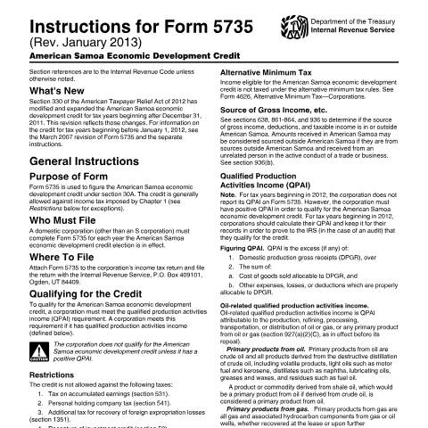 Document preview: IRS Instructions i5735 — IRS, United States (CERFA n°INST-5735)