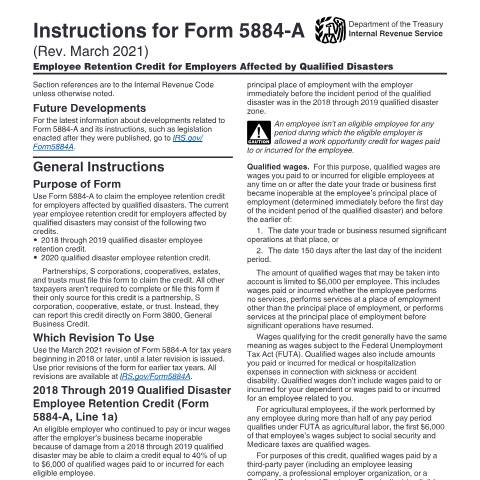 Document preview: IRS Instructions i5884a — IRS, United States (CERFA n°INST-5884A)