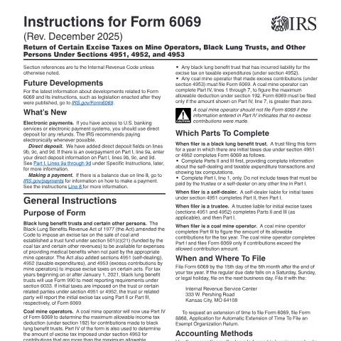 Document preview: IRS Instructions i6069 — IRS, United States (CERFA n°INST-6069)