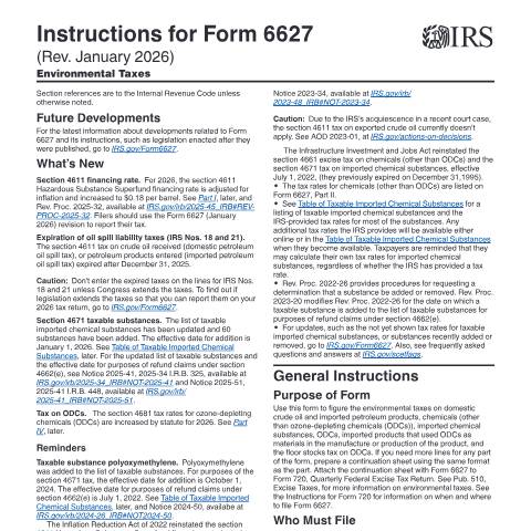 Document preview: IRS Instructions i6627 — IRS, United States (CERFA n°INST-6627)