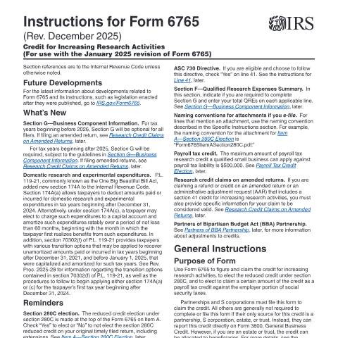 Document preview: IRS Instructions i6765 — IRS, United States (CERFA n°INST-6765)