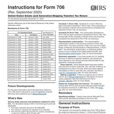 Document preview: IRS Instructions i706 — IRS, United States (CERFA n°INST-706)
