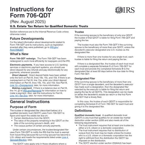Document preview: IRS Instructions i706qdt — IRS, United States (CERFA n°INST-706QDT)