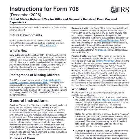 Document preview: IRS Instructions i708 — IRS, United States (CERFA n°INST-708)