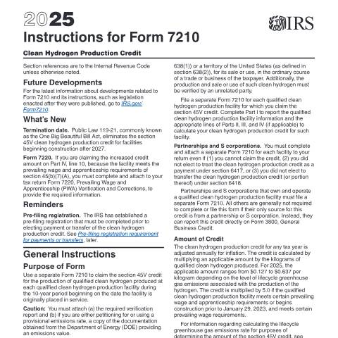 Document preview: IRS Instructions i7210 — IRS, United States (CERFA n°INST-7210)