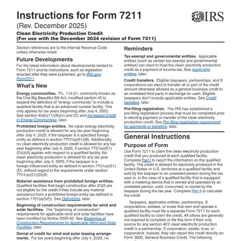 Document preview: IRS Instructions i7211 — IRS, United States (CERFA n°INST-7211)