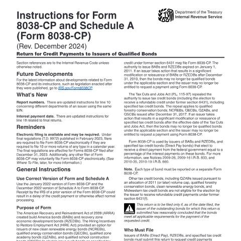 Document preview: IRS Instructions i8038cp — IRS, United States (CERFA n°INST-8038CP)