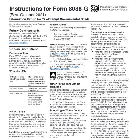 Document preview: IRS Instructions i8038g — IRS, United States (CERFA n°INST-8038G)