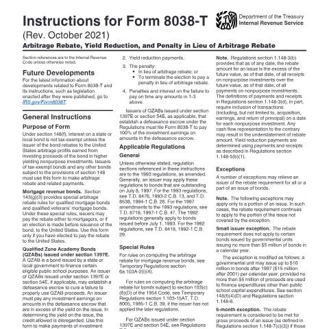 Document preview: IRS Instructions i8038t — IRS, United States (CERFA n°INST-8038T)