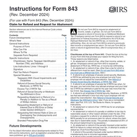 Document preview: IRS Instructions i843 — IRS, United States (CERFA n°INST-843)