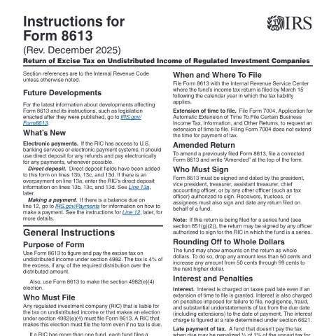 Document preview: IRS Instructions i8613 — IRS, United States (CERFA n°INST-8613)