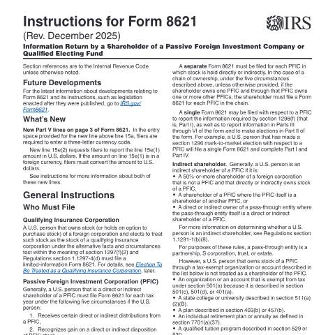 Document preview: IRS Instructions i8621 — IRS, United States (CERFA n°INST-8621)