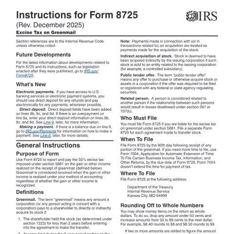 Document preview: IRS Instructions i8725 — IRS, United States (CERFA n°INST-8725)