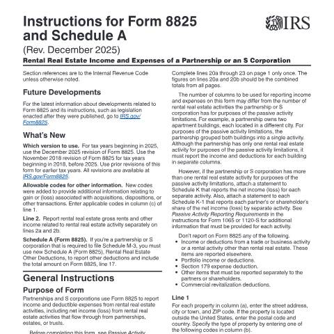 Document preview: IRS Instructions i8825 — IRS, United States (CERFA n°INST-8825)