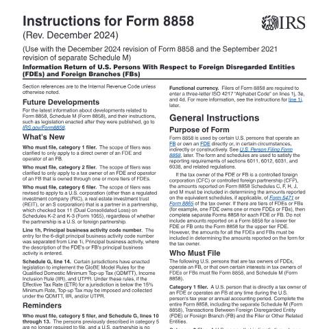 Document preview: IRS Instructions i8858 — IRS, United States (CERFA n°INST-8858)