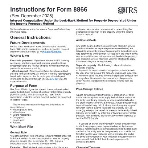 Document preview: IRS Instructions i8866 — IRS, United States (CERFA n°INST-8866)